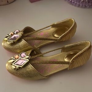 Disney Gold Dress Shoes with Floral Embellishments